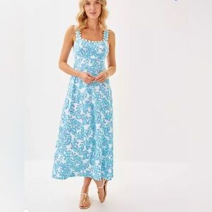 NWT lilly pulitzer dwyer midi dress Jacaranda blue simply the zest Large